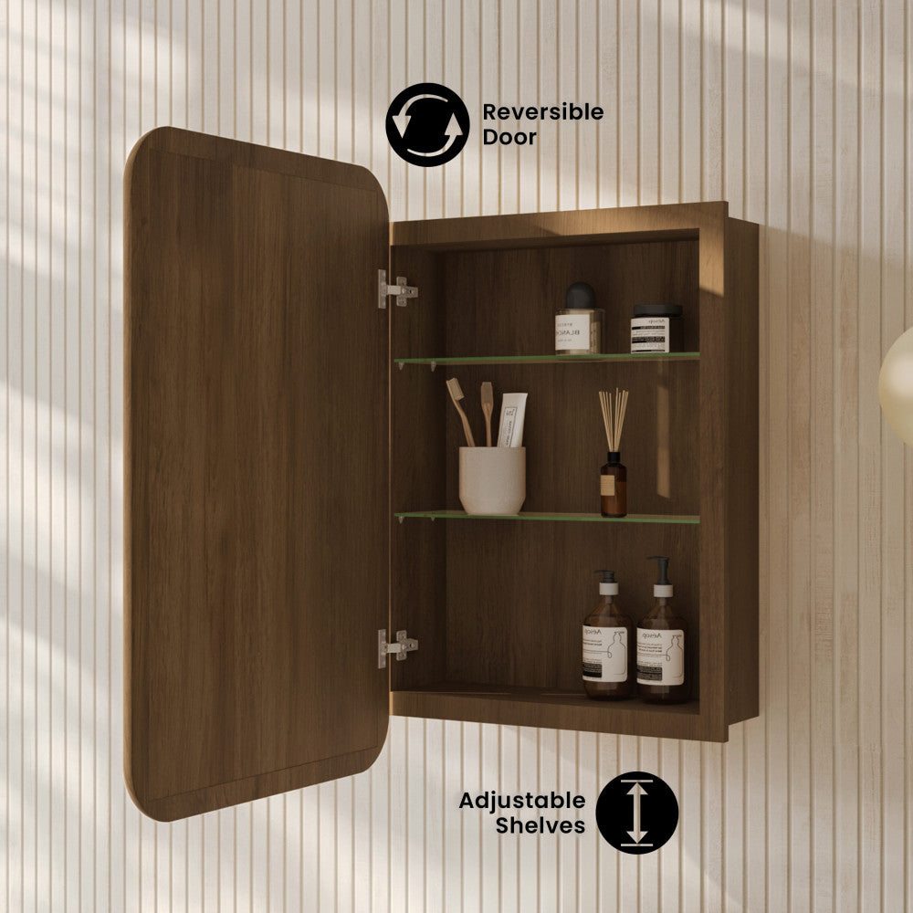 Plaisir 18 x 27 Recessed/Wall Mount Medicine Cabinet with Mirror in Brown Oak