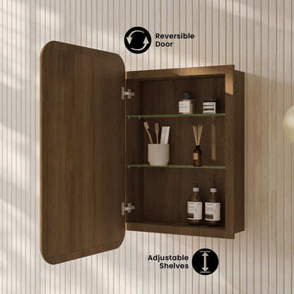 Plaisir 18 x 27 Recessed/Wall Mount Medicine Cabinet with Mirror in Brown Oak
