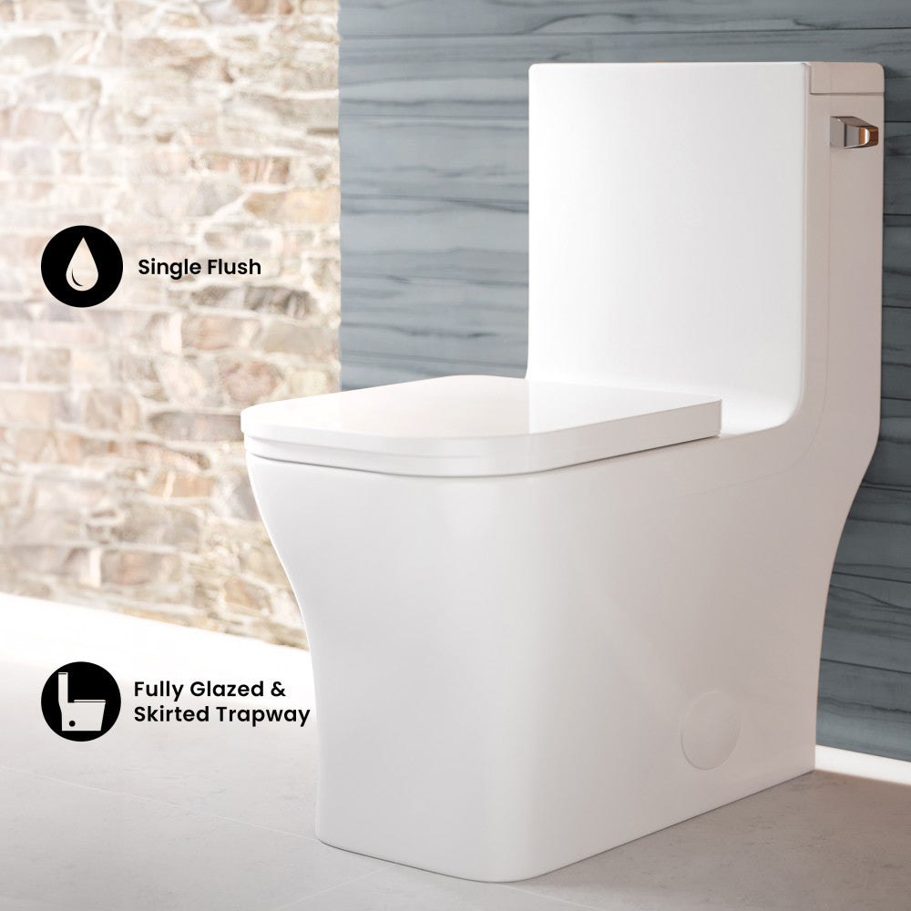 Concorde One Piece Square Right Side Flush Handle Toilet 1.28 gpf