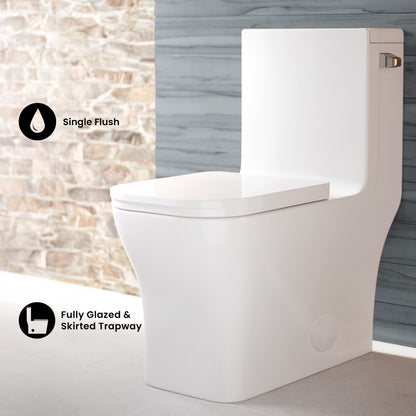 Concorde One Piece Square Right Side Flush Handle Toilet 1.28 gpf