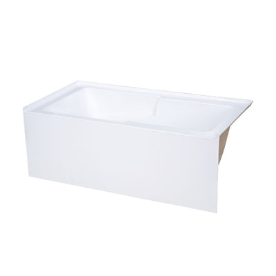 Voltaire 60 x 30 Skirted Right Drain Soaking Apron Bathtub in Glossy White with Integrated Overflow and Armrest, Drain Included