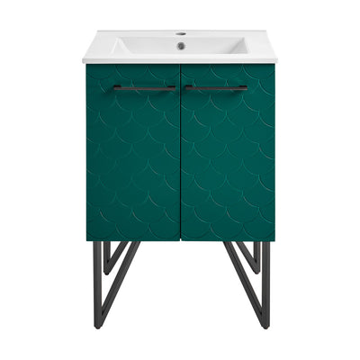 Annecy 24" Freestanding Bathroom Vanity in Teal with Sink Top