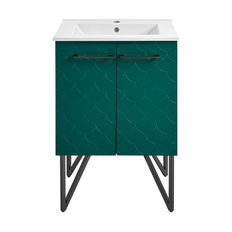 Annecy 24" Freestanding Bathroom Vanity in Teal with Sink Top