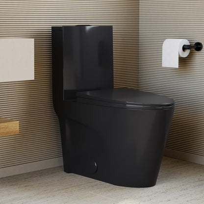 St. Tropez One-Piece 10" Rough-in 1.1/1.6 GPF Dual Top Flush Elongated Toilet in Glossy Black