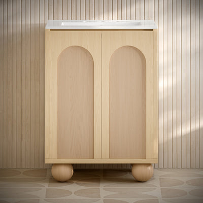 Plaisir II 24" Freestanding Bathroom Vanity in Natural Oak with 3-Hole Widespread Sink Top