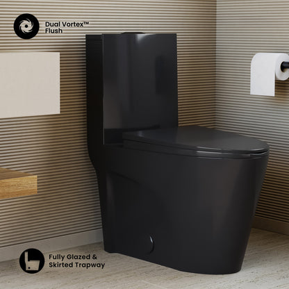 St. Tropez One-Piece 10" Rough-in 1.1/1.6 GPF Dual Top Flush Elongated Toilet in Glossy Black