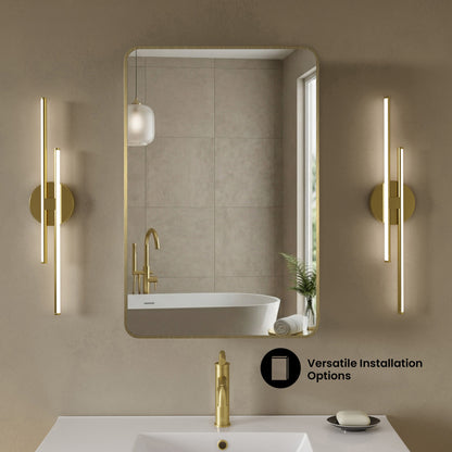Pierre 20 x 30 Rectangle Recessed/Wall Mount Medicine Cabinet with Mirror in Brushed Gold