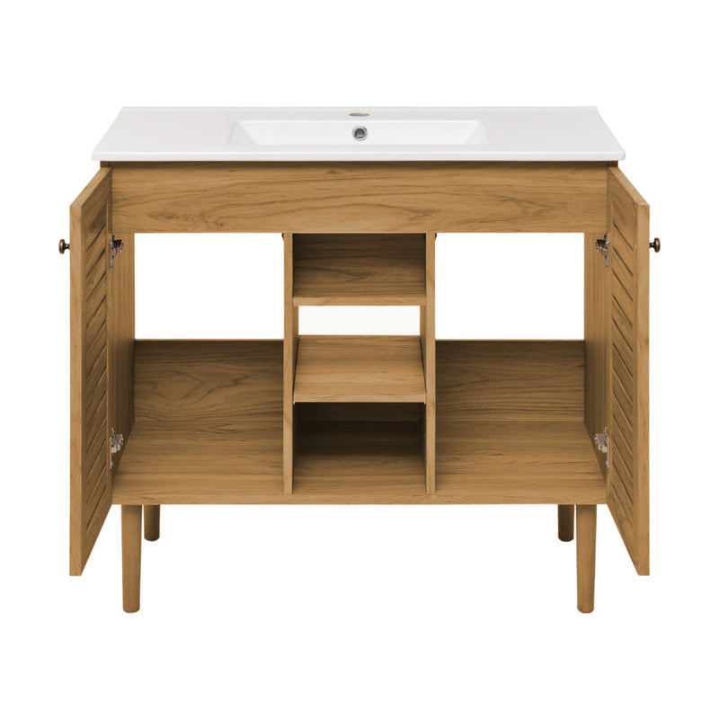 Bron 36" Freestanding Bathroom Vanity in Golden Oak with Sink Top