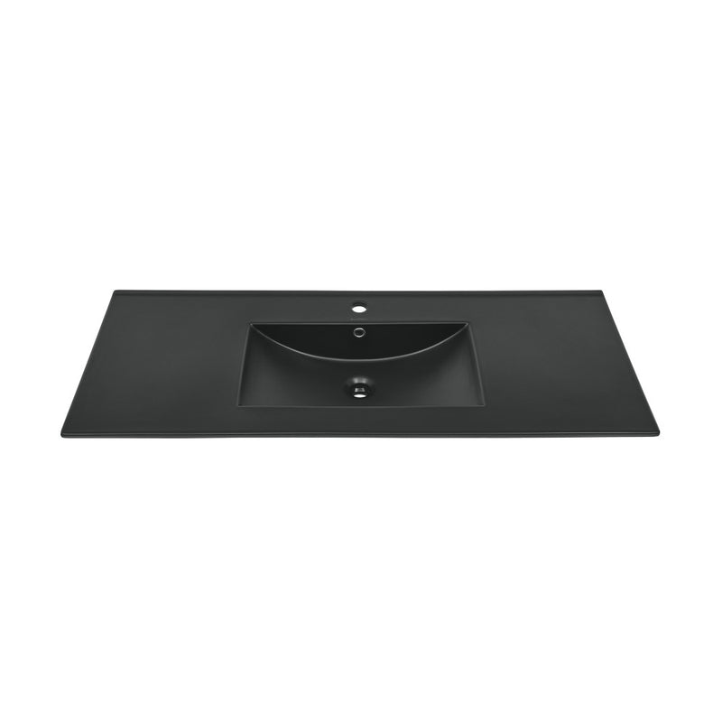 48" Ceramic Vanity Top with Single Faucet Hole in Matte Black