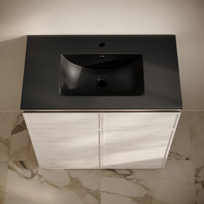 St. Tropez 36" Freestanding Bathroom Vanity in White Oak with Black Sink Top