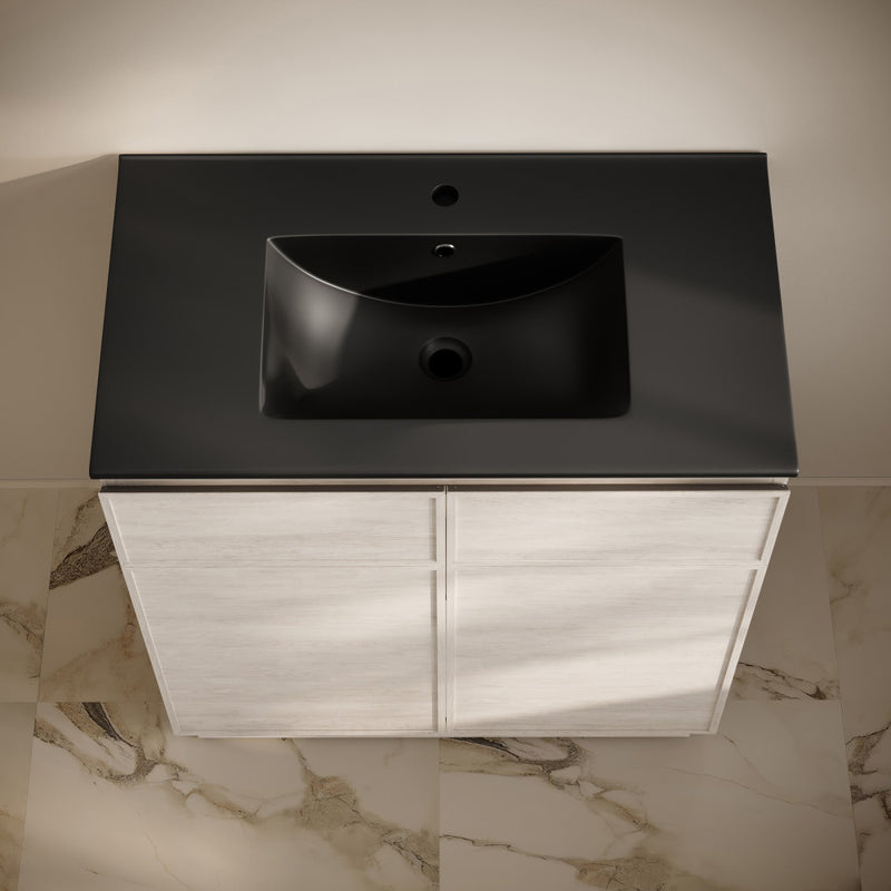 St. Tropez 36" Freestanding Bathroom Vanity in White Oak with Black Sink Top