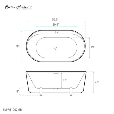 Monaco 59" Freestanding Bathtub with Matte Black Stand