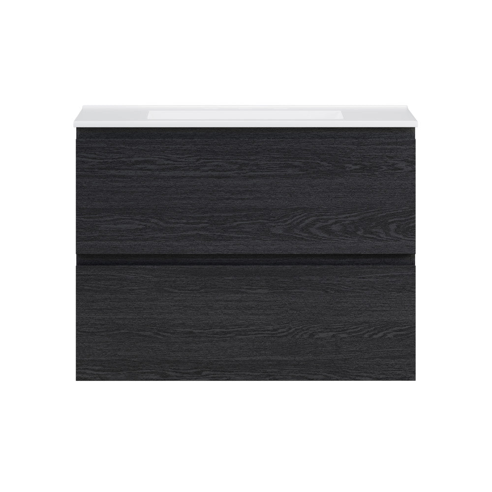 Liberte 30" Wall-Mounted Bathroom Vanity in Black Oak with 3-Hole Widespread Sink Top