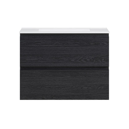 Liberte 30" Wall-Mounted Bathroom Vanity in Black Oak with 3-Hole Widespread Sink Top
