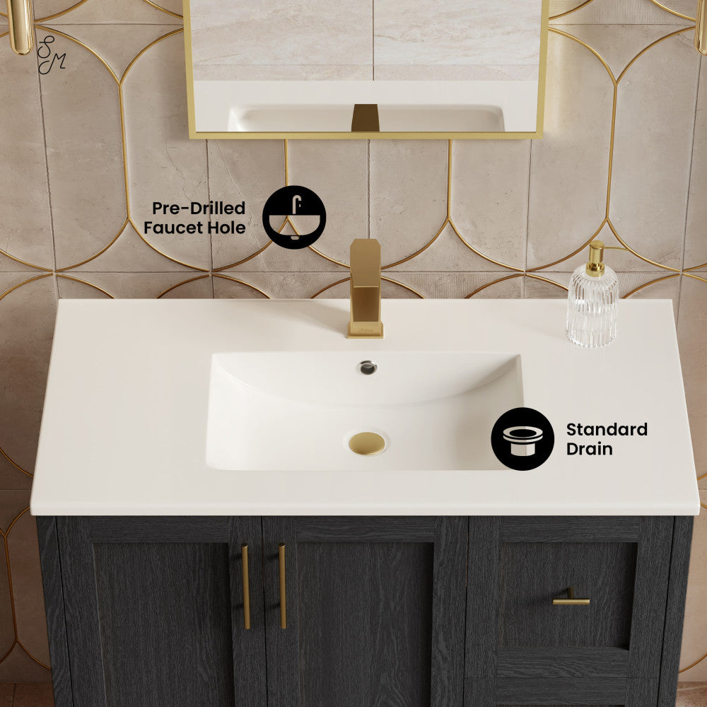 Forme 36" Modular Freestanding Bathroom Vanity with Sink Top in Black Oak