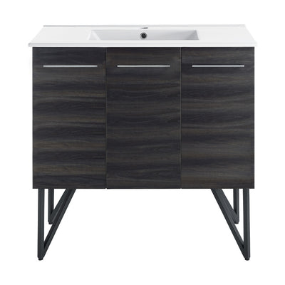 Annecy 36" Freestanding Bathroom Vanity in Black Walnut with Sink Top
