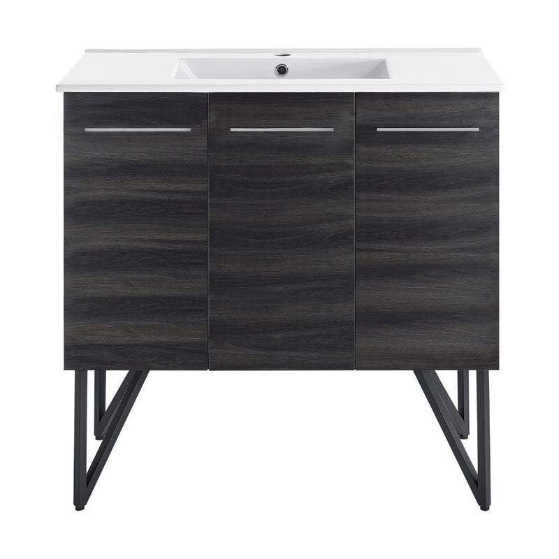 Annecy 36" Freestanding Bathroom Vanity in Black Walnut with Sink Top