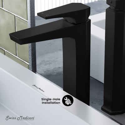 Voltaire Single Hole, Single-Handle, High Arc Bathroom Faucet in Matte Black