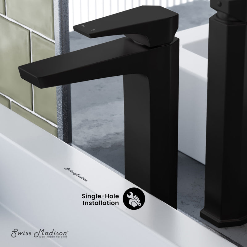 Voltaire Single Hole, Single-Handle, High Arc Bathroom Faucet in Matte Black
