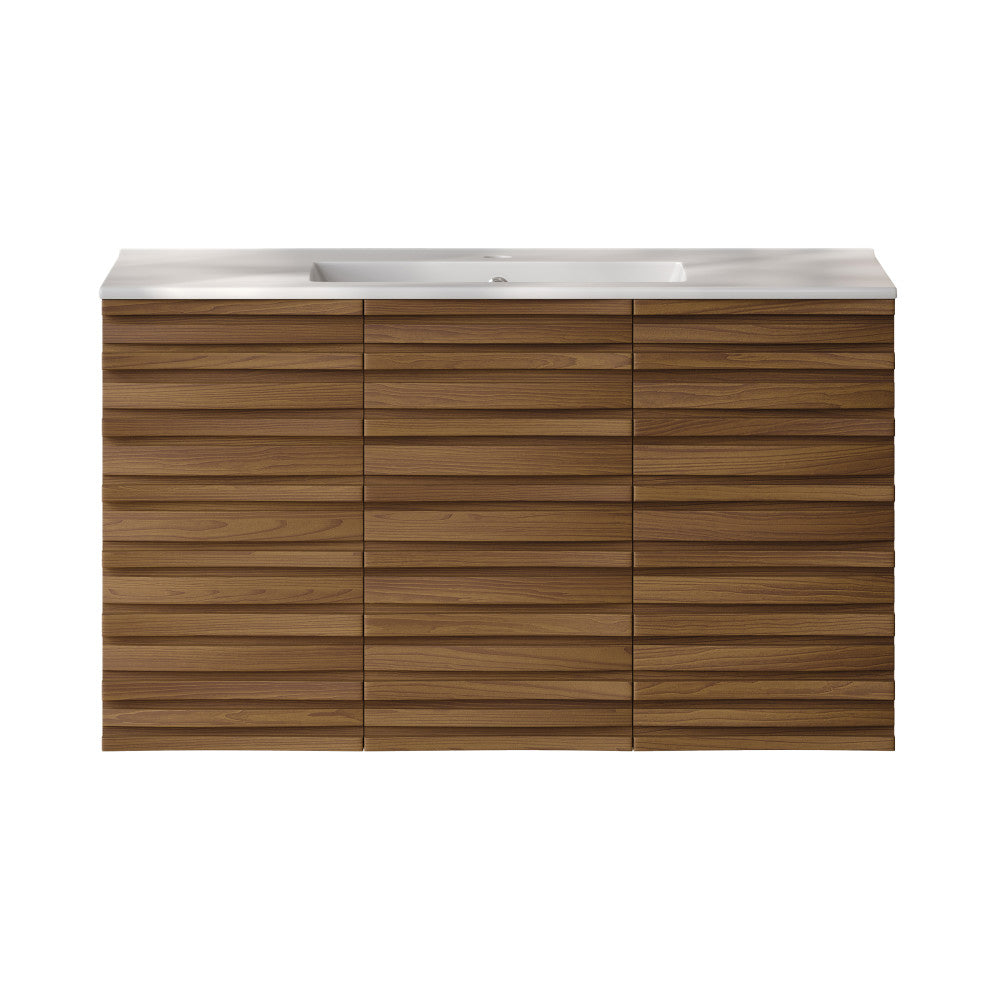 Cascade 36" Wall-Mounted Bathroom Vanity in Brown Oak with Sink Top