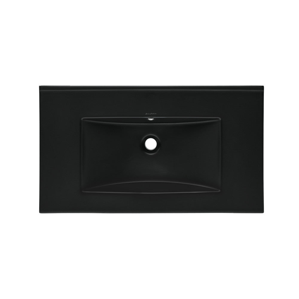 30" Zero Hole Vanity Sink Top in Matte Black