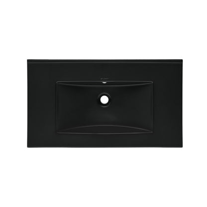 30" Zero Hole Vanity Sink Top in Matte Black