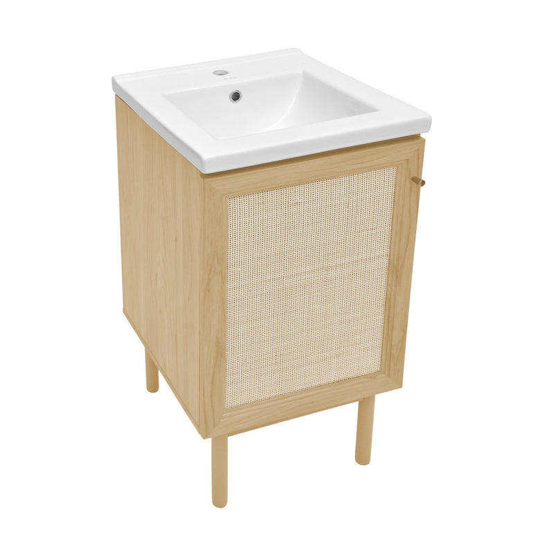 Classe 18" Freestanding Bathroom Vanity in Natural Oak with Sink Top