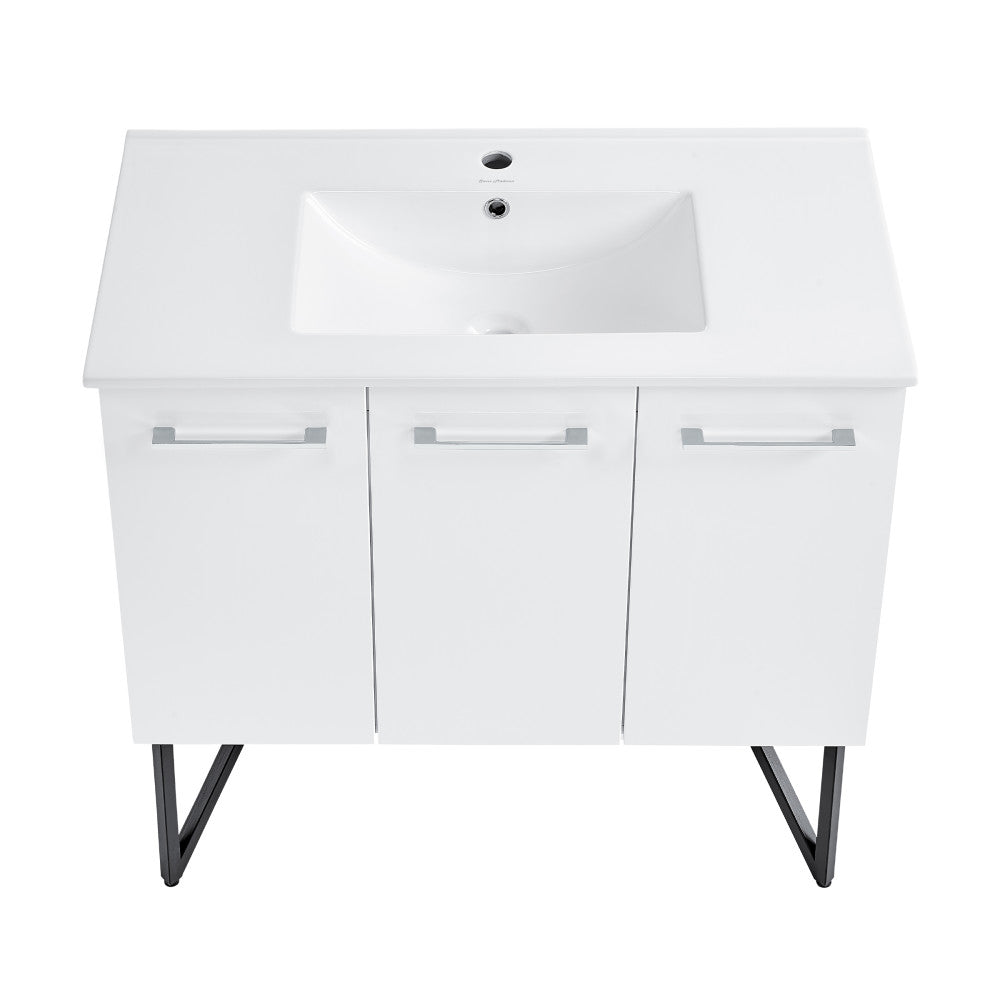 Annecy 36" Freestanding Bathroom Vanity in White with Sink Top