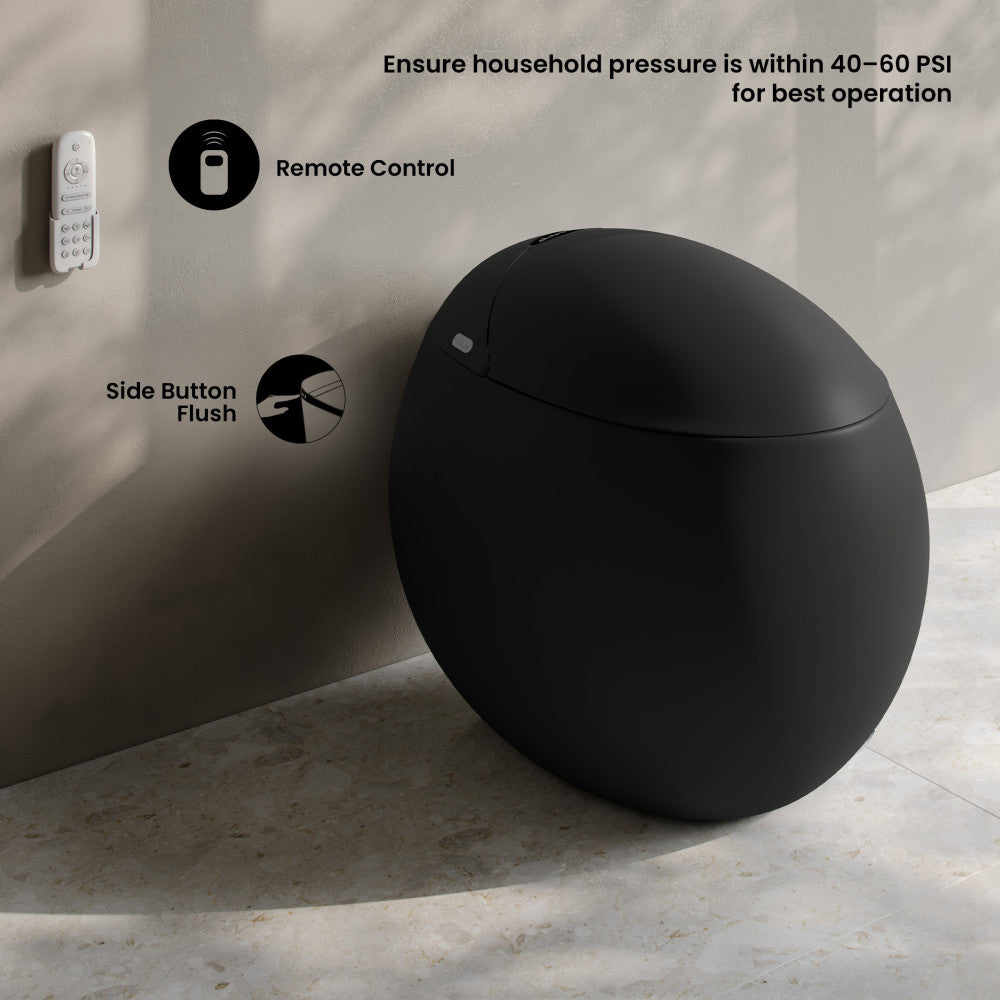 Plaisir Smart One-Piece 1.28 GPF Single Flush Toilet in Matte Black