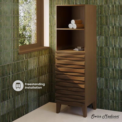 Cascade 17 x 17 x 60 Freestanding Linen Cabinet in Brown Oak