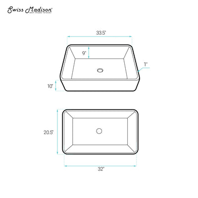 Elegance 33" Single Basin Fireclay Farmhouse Kitchen Sink in Glossy White