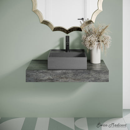 Lisse 16" Square Concrete Vessel Bathroom Sink in Dark Grey