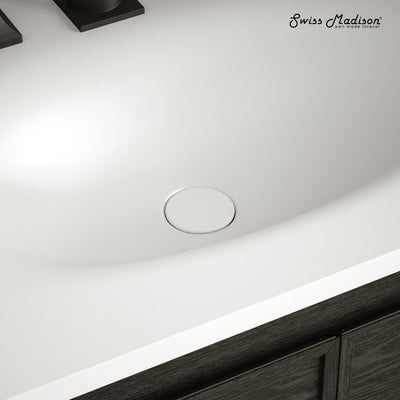 Lisse Concrete Bathroom Sink Non-Overflow Pop Up Drain in Matte White