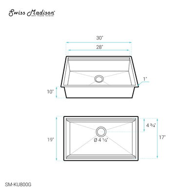 Tourner 30 x 19 Stainless Steel, Single Basin, Undermount Kitchen Workstation Sink in Gold