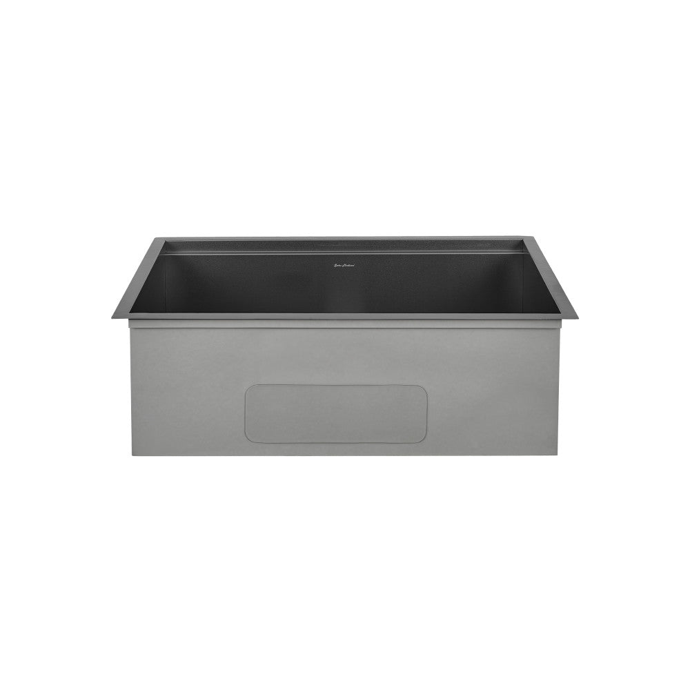 30 x 19-inch black stainless steel undermount single basin kitchen workstation sink.