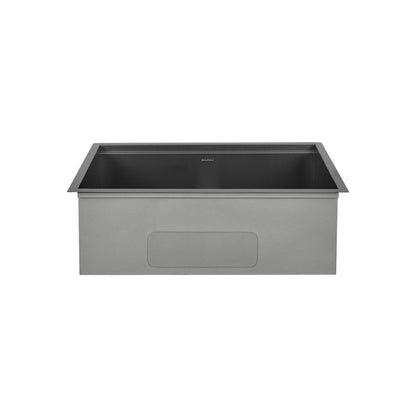 30 x 19-inch black stainless steel undermount single basin kitchen workstation sink.