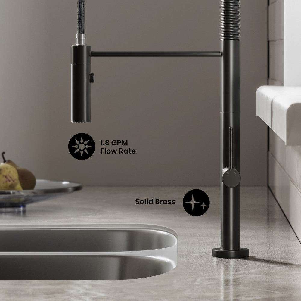 Chalet Single Handle, Pull-Down Kitchen Faucet in Matte Black