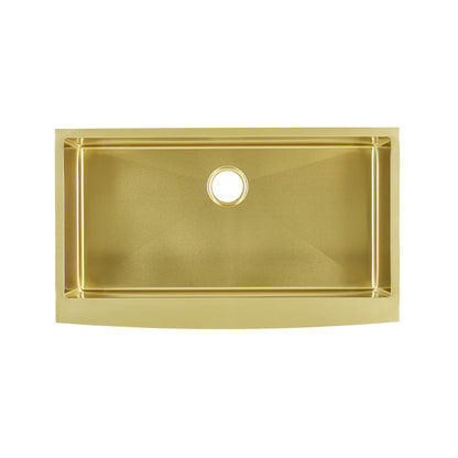 Rivage 36 x 21 Stainless Steel, Single Basin, Farmhouse Kitchen Sink with Apron in Gold
