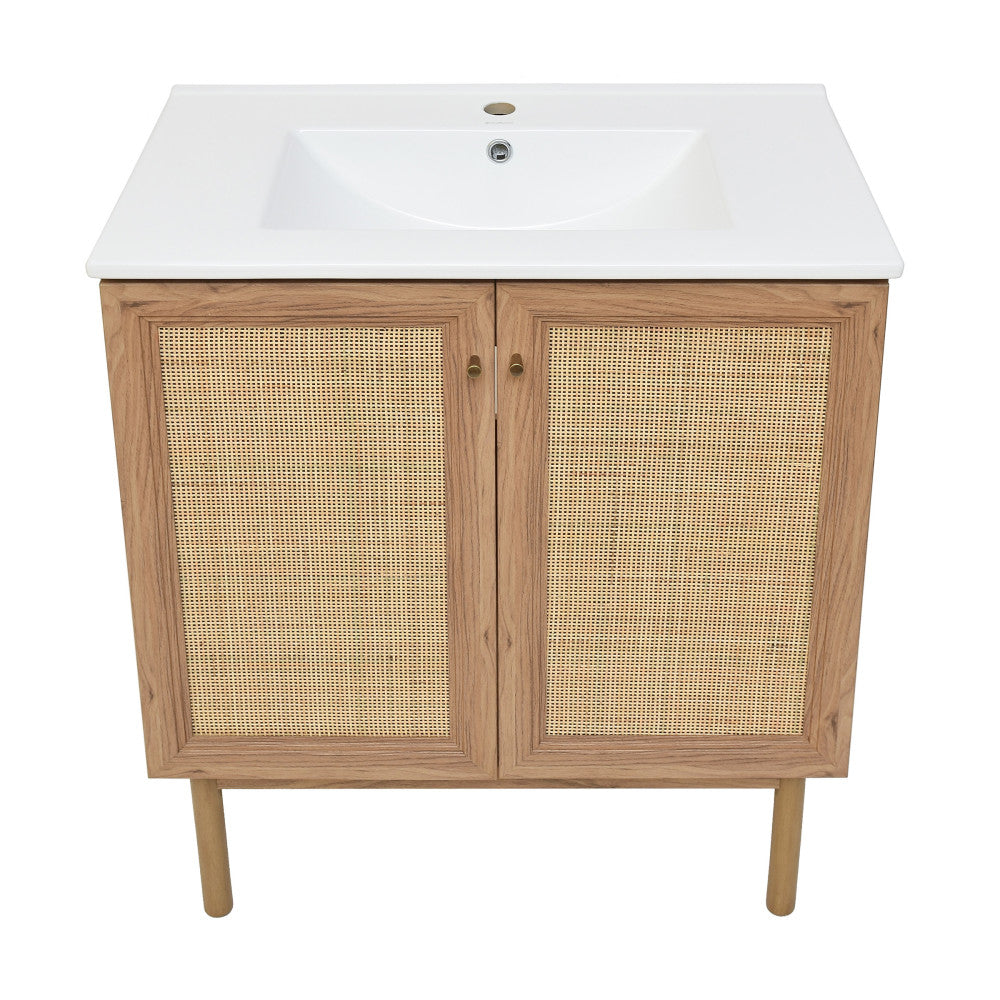 Classe 30" Freestanding Bathroom Vanity in Golden Oak with Sink Top