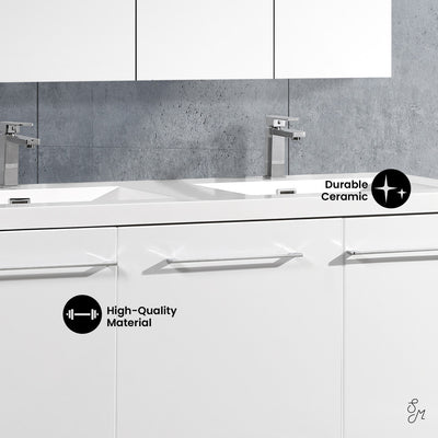 Annecy 60" Freestanding Bathroom Vanity in White with Sink Top