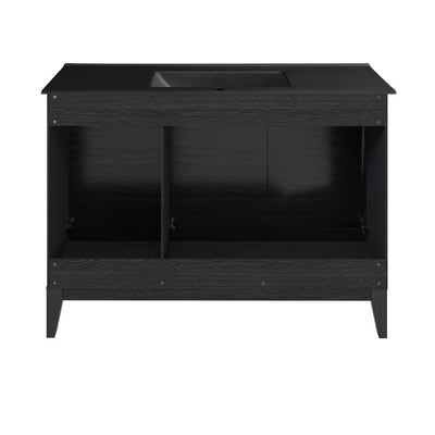 Cascade 48 in. Black Oak Bathroom Vanity With Black Ceramic Sink Top