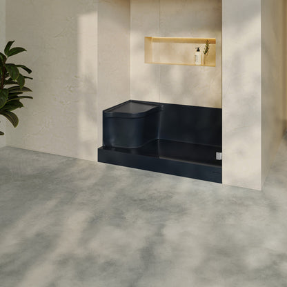 Aquatique 60" x 32" Right Drain, Shower Base in Matte Black