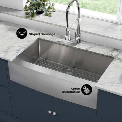 Rivage 36 x 21 Stainless Steel, Single Basin, Farmhouse Kitchen Sink with Apron