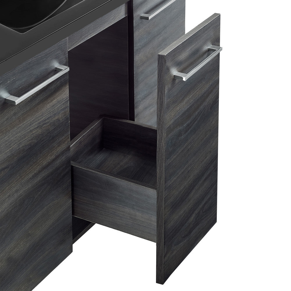 Annecy 60 in. Black Walnut, Double Basin Bathroom Vanity With Black Artificial Stone Sink Top