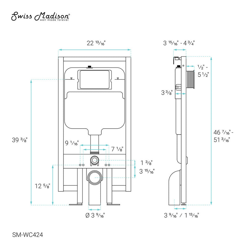 Fantome M 2x4 Concealed In-Wall Toilet Tank Carrier System