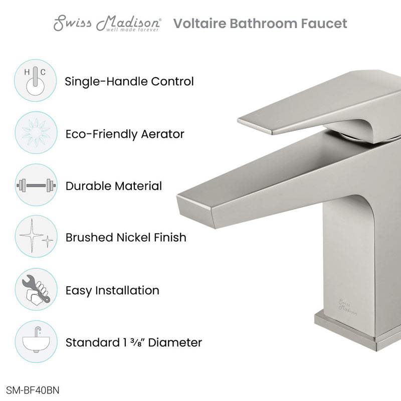 Voltaire Single Hole, Single-Handle, Bathroom Faucet in Brushed Nickel