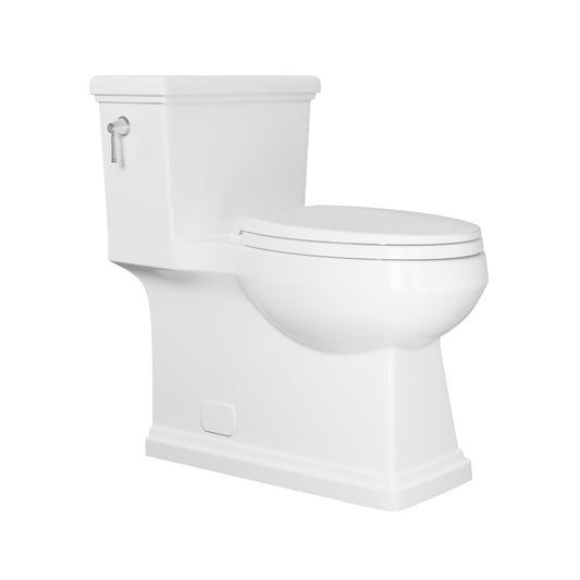 Voltaire II One-Piece 12" Rough-in 1.28 GPF Left-Hand Flush ADA Elongated Toilet in Glossy White, Nano-Glaze