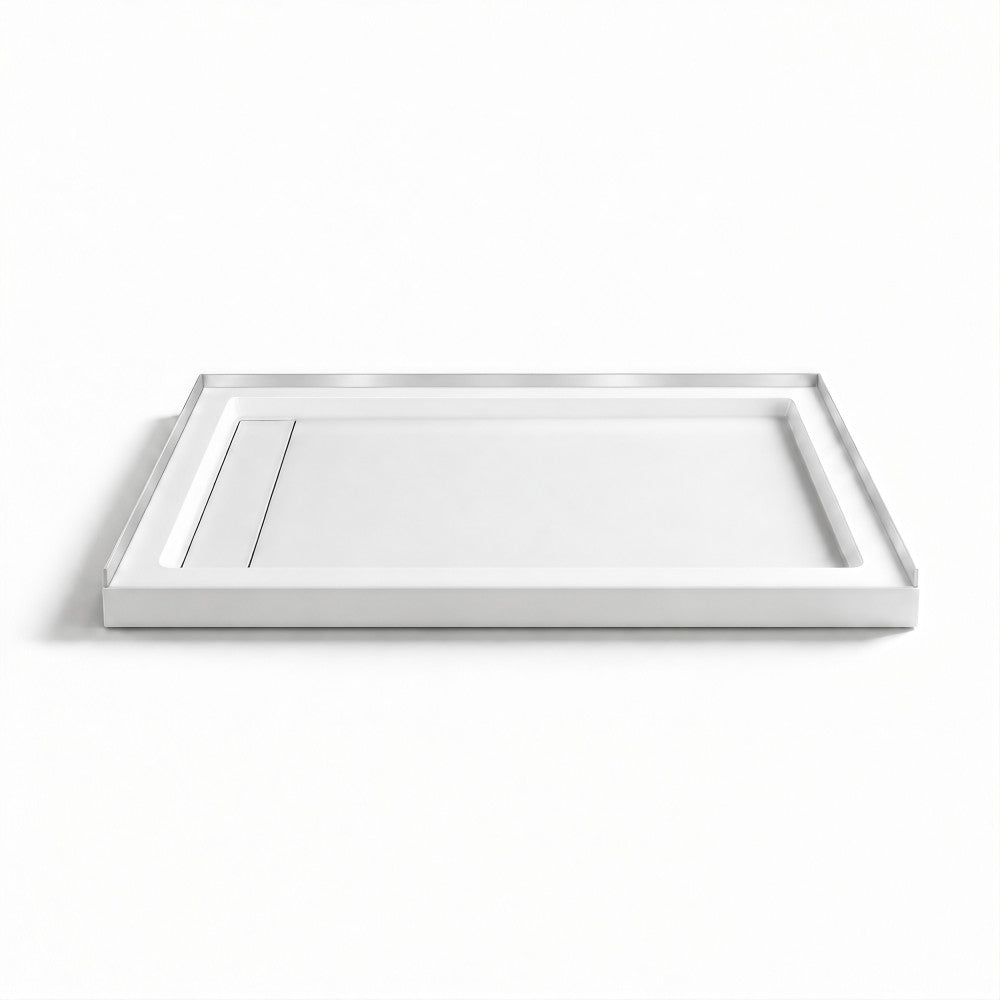 Marquette 48 x 32 Shower Pan Base with Reversible Drain in Glossy White