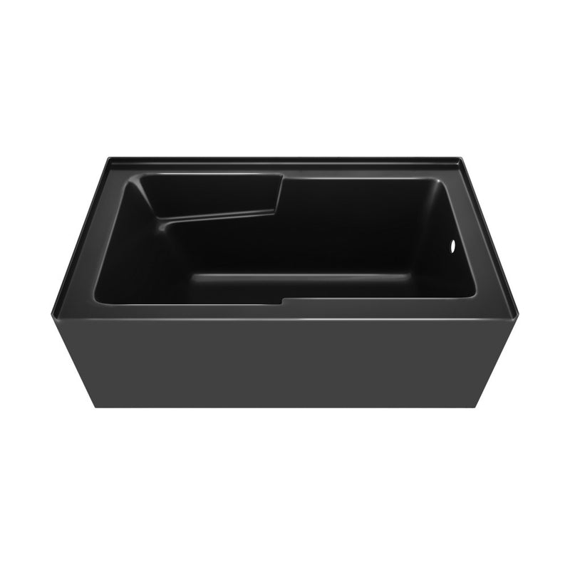 Voltaire 54 x 30 Skirted Right Drain Soaking Alcove Bathtub in Glossy Black with Integrated Armrest