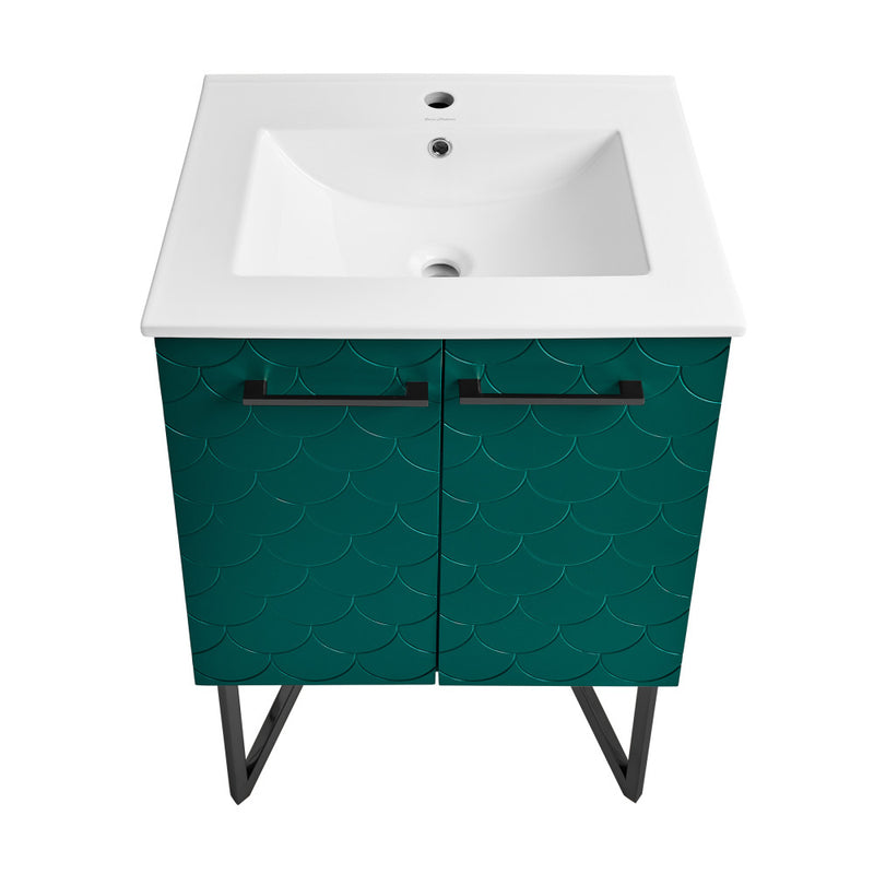 Annecy 24" Freestanding Bathroom Vanity in Teal with Sink Top